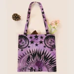 Purple Sun and Moon Casual Zipper Tote Purse / Bag