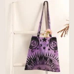 Purple Sun and Moon Casual Zipper Tote Purse / Bag - Image 2
