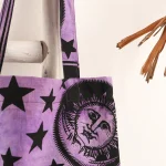 Purple Sun and Moon Casual Zipper Tote Purse / Bag - Image 5