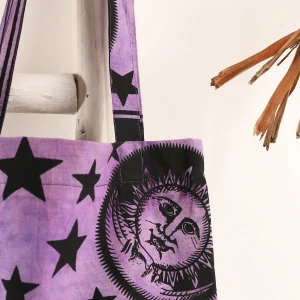 Purple Sun and Moon Casual Zipper Tote Purse / Bag - Image 5