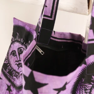 Purple Sun and Moon Casual Zipper Tote Purse / Bag - Image 3
