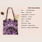 Purple Sun and Moon Casual Zipper Tote Purse / Bag - Image 6