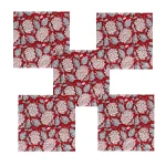 Rajasthan Block Print Maroon Floral Table Napkins - Image 3