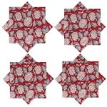 Rajasthan Block Print Maroon Floral Table Napkins - Image 4