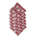 Rajasthan Block Print Maroon Floral Table Napkins - Image 5