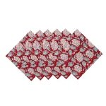 Rajasthan Block Print Maroon Floral Table Napkins - Image 6