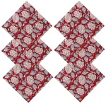 Rajasthan Block Print Maroon Floral Table Napkins