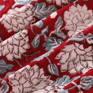 Rajasthan Block Print Maroon Floral Table Napkins - Image 8