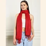 Red Head Scarf Viscose Rayon Neck Wraps Stole - Image 7