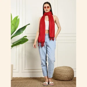 Red Head Scarf Viscose Rayon Neck Wraps Stole - Image 6