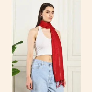Red Head Scarf Viscose Rayon Neck Wraps Stole - Image 3