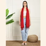 Red Head Scarf Viscose Rayon Neck Wraps Stole - Image 5