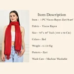 Red Head Scarf Viscose Rayon Neck Wraps Stole - Image 9