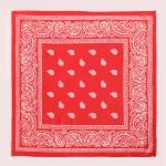 Red Paisley Printed Unisex Biker Neck Head Scarf 20" - Image 2