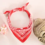 Red Paisley Printed Unisex Biker Neck Head Scarf 20" - Image 3