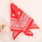 Red Paisley Printed Unisex Biker Neck Head Scarf 20" - Image 4
