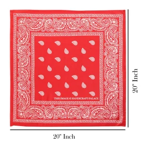 Red Paisley Printed Unisex Biker Neck Head Scarf 20" - Image 6