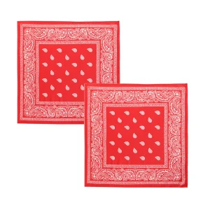 Red Paisley Printed Unisex Biker Neck Head Scarf 20" - Image 8