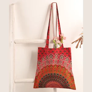 Red Peacock Mandala Print Purse Lightweight Bags - Image 3