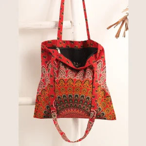 Red Peacock Mandala Print Purse Lightweight Bags - Image 5