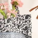Retro Black Ombre Mandala Cotton Tote Shopping Purse - Image 5