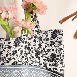 Retro Black Ombre Mandala Cotton Tote Shopping Purse - Image 5
