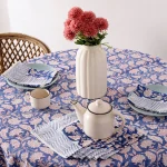 Round Hand Block Printed Tablecloth With Napkins Set - Image 5