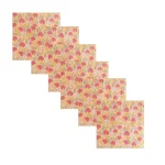 Set 24Pcs Yellow Floral Table Napkins Hand Block Print - Image 2