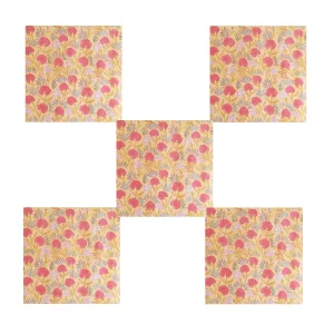 Set 24Pcs Yellow Floral Table Napkins Hand Block Print - Image 3