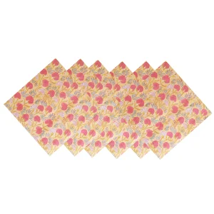 Set 24Pcs Yellow Floral Table Napkins Hand Block Print - Image 5