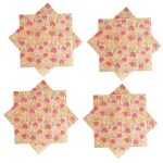 Set 24Pcs Yellow Floral Table Napkins Hand Block Print - Image 6