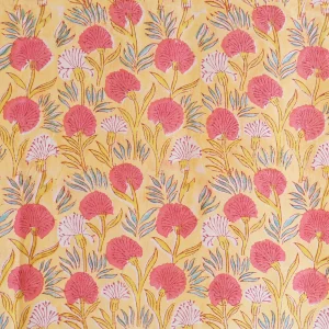 Set 24Pcs Yellow Floral Table Napkins Hand Block Print - Image 7