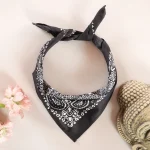Unisex Cotton Hip Hop Bandana Black Paisley Print Scarf - Image 3