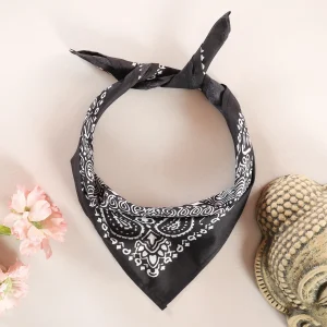 Unisex Cotton Hip Hop Bandana Black Paisley Print Scarf - Image 3