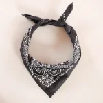 Unisex Cotton Hip Hop Bandana Black Paisley Print Scarf - Image 5