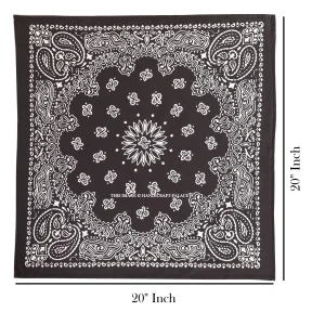 Unisex Cotton Hip Hop Bandana Black Paisley Print Scarf - Image 6