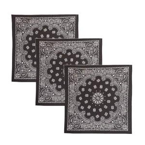 Unisex Cotton Hip Hop Bandana Black Paisley Print Scarf - Image 7