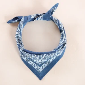 Unisex Retro Blue Paisley Printed Bandana Scarf - Image 5