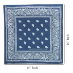 Unisex Retro Blue Paisley Printed Bandana Scarf - Image 6