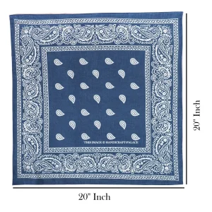 Unisex Retro Blue Paisley Printed Bandana Scarf - Image 6