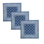 Unisex Retro Blue Paisley Printed Bandana Scarf - Image 7