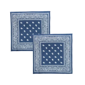 Unisex Retro Blue Paisley Printed Bandana Scarf - Image 8