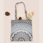 Unisex Shopping Handbag Grey Ombre Mandala Print