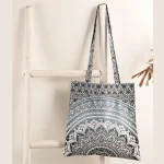 Unisex Shopping Handbag Grey Ombre Mandala Print - Image 2