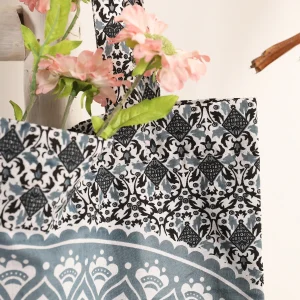 Unisex Shopping Handbag Grey Ombre Mandala Print - Image 4