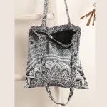Unisex Shopping Handbag Grey Ombre Mandala Print - Image 5