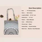 Unisex Shopping Handbag Grey Ombre Mandala Print - Image 6