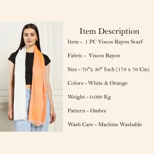 Viscose Rayon Orange Ombre Scarf Great Gift for Women - Image 10