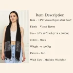 Women Black Wrap Scarf, Viscose Zari Work Scarves - Image 10