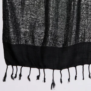 Women Black Wrap Scarf, Viscose Zari Work Scarves - Image 9